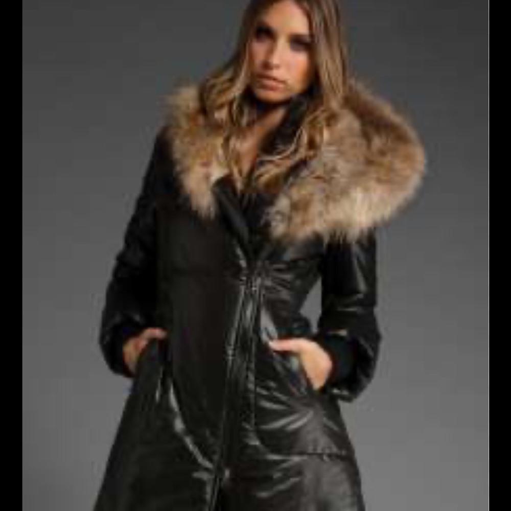 Mackage Down Jacket with Finland Raccoon Fur Collar Hood - Large
